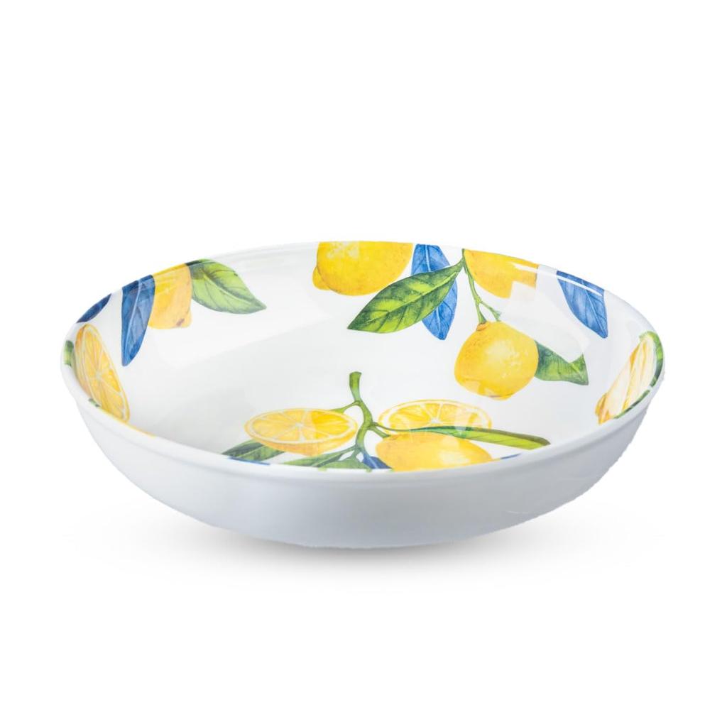 Abode Homeware Lemon Orchard Salat Pasta Curry Stilvoller Melamin-Kunststoff Mikrowellen- und Spülmaschinenfest Tiefer Teller für und DN25155088 Schüssel, Bruchfest,