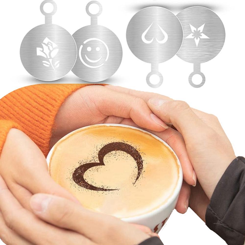 Coffee Stencil 3 Pieces Latte Art Stencils for Coffee Decorations Cappuccino Mold Fancy Coffee Printing Model Art Coffee Tools