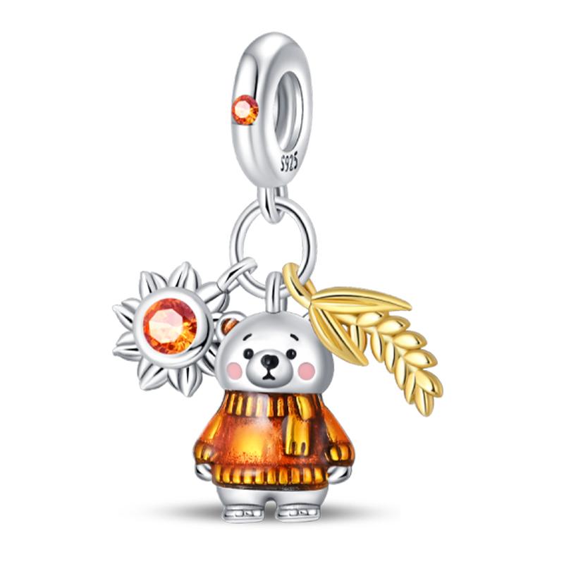 Copper Golden Autumn Series Charms Beads Scarecrow Pumpkin Maple Leaf Charms For Women Fine Diy Jewelry