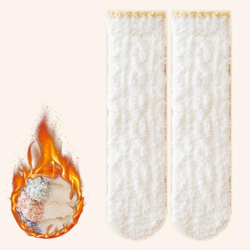 1pair Coral Fleece Long Tube Thickening  Floor Socks for 0-3years Baby Infant Winter Warm Floor Socks for Girl Boy Newborn