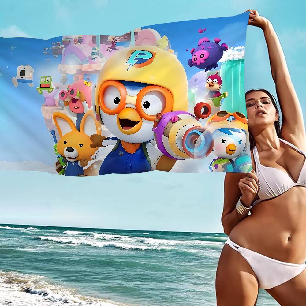 Cartoon P-Pororo Cute Microfiber Beach Towel Absorbent Quick Dry Soft Yoga Swimming Resort Mountain Climbing Towel