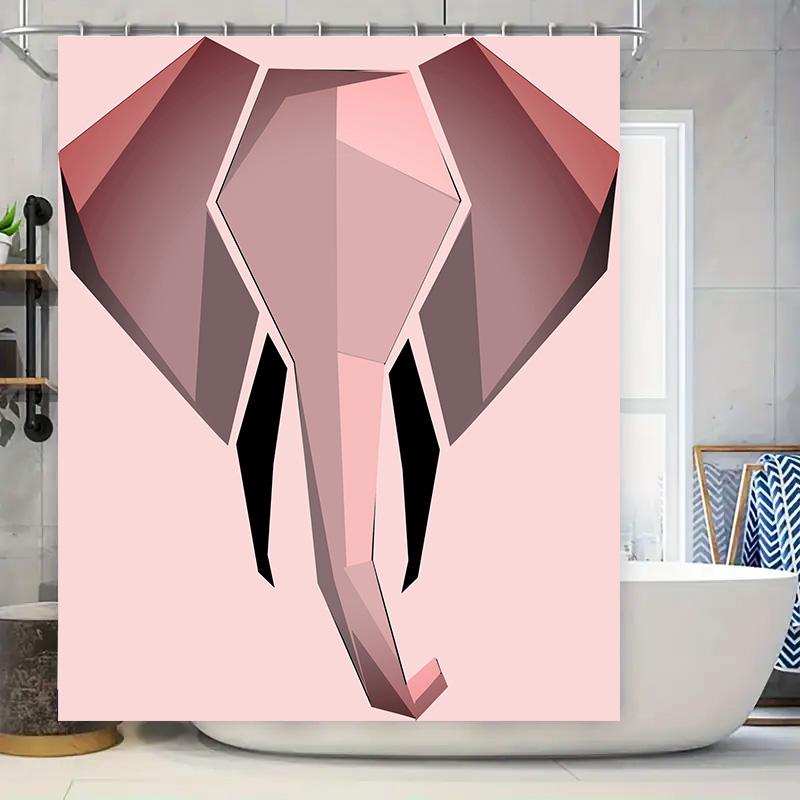 

Pink Elephant Shower Curtain Low Poly Modern Design Polyester Fabric Decor For Bathroom W60H190(CM)-1 Pcs
