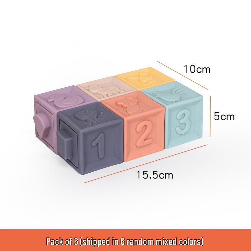 

Мягкие резиновые строительные блоки для малышей - Развивающая игрушка для прорезывания зубов и складывания для детей