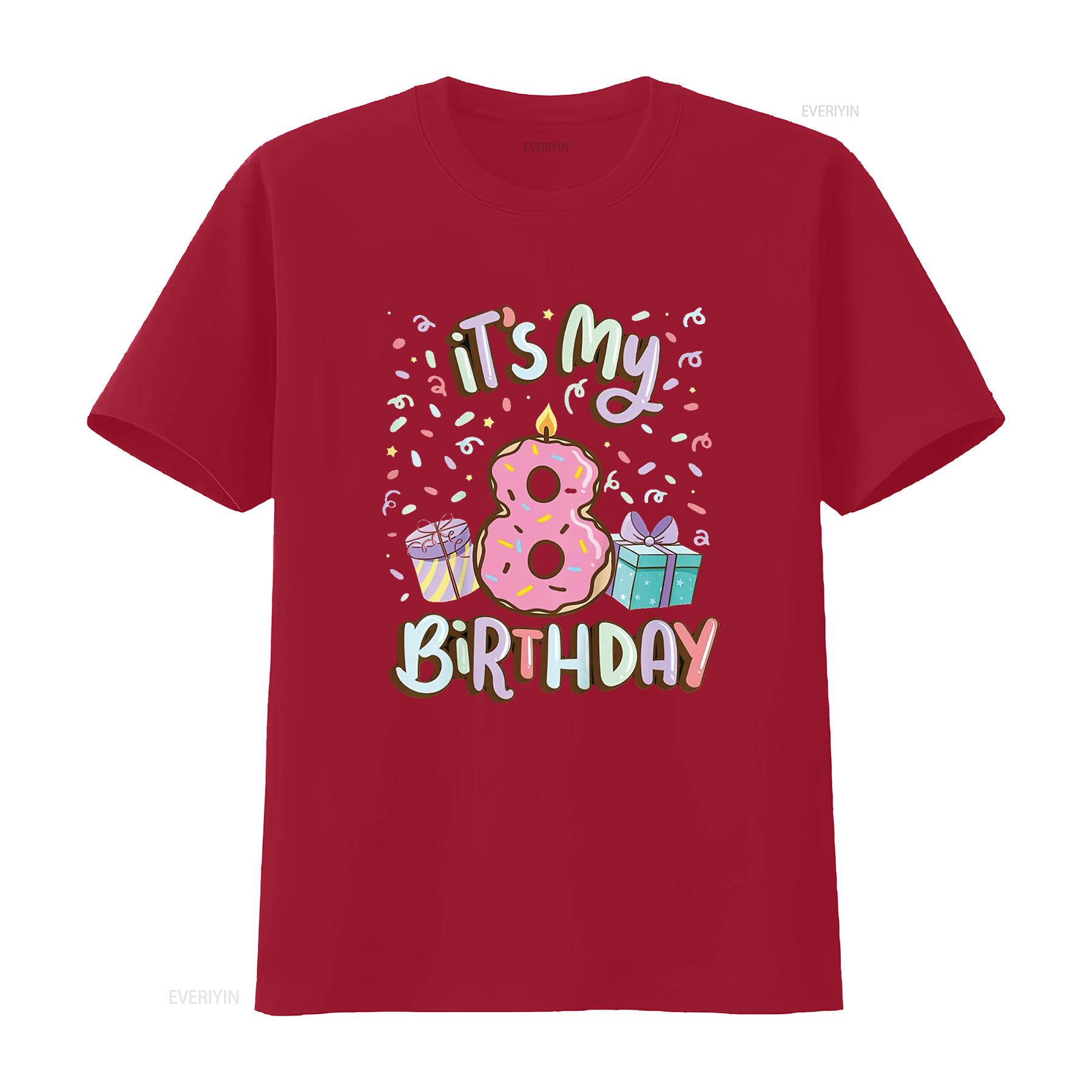 

it s My 8th Birthday Cake donut 8 year old confetti T Shirt vintage Washed homme Stretched graphic Unisex fashion Comfortable S