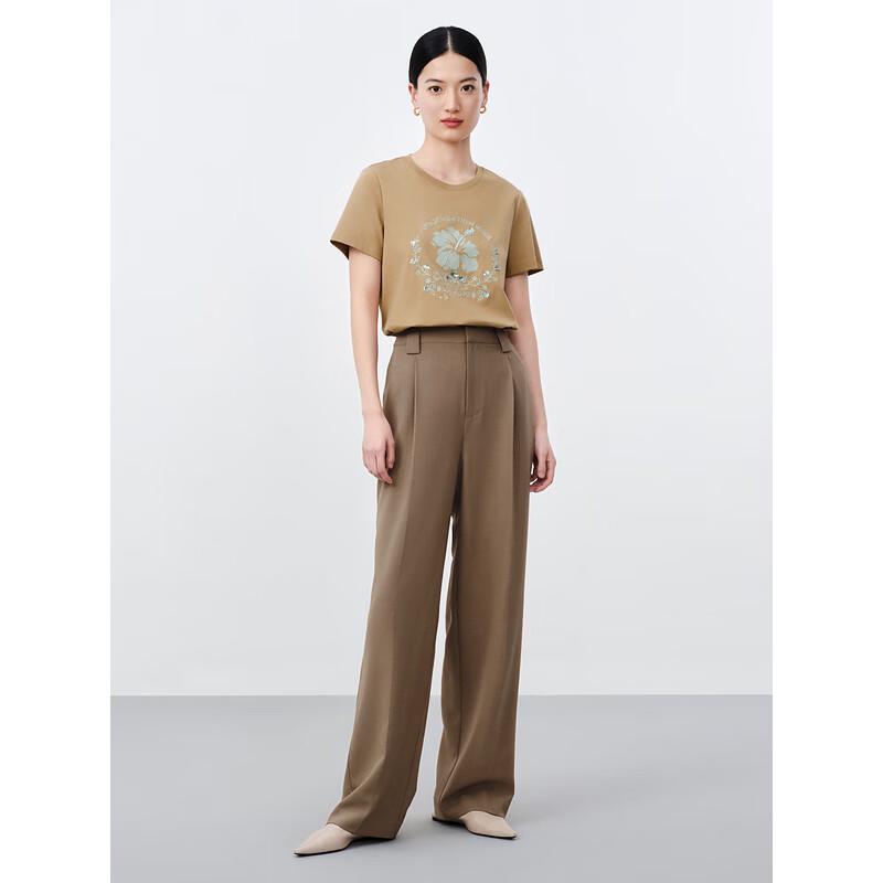 JIUZI Annaqu Women s Sequin Print Mercerized Cotton T-Shirt M