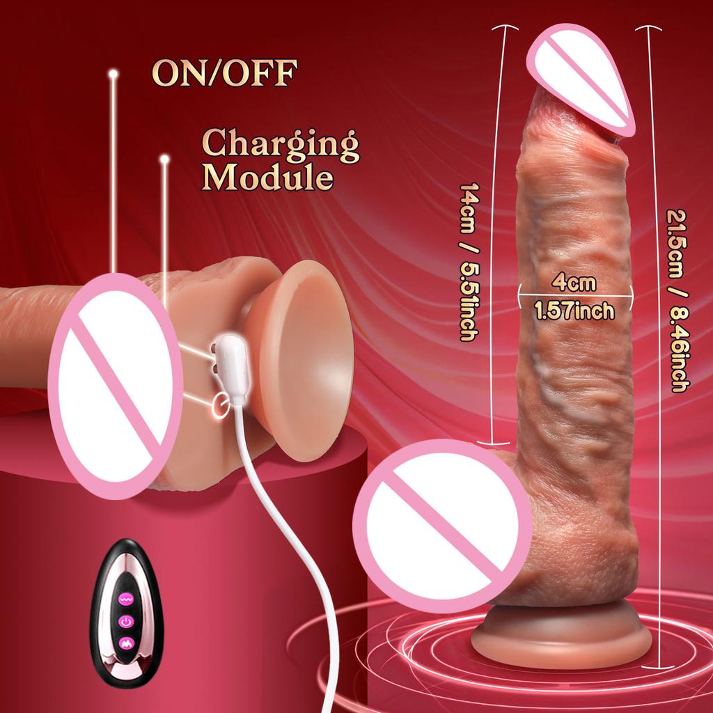 Realistic Dildo Telescopic Vibrator Adult Female Stimulator Big Dick Penis Anal Plug with Heating Thrusting Sex Toys for Women