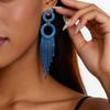 Silver Needle Luxury Zirconia Round Tassel Stud Earrings - Exquisite High-End Ear Jewelry