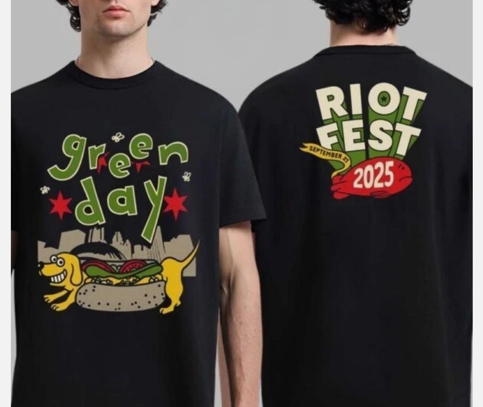 

Green Day Riot Fest 2025 Merch Tee In Chicago IL On September 21 2025 T-Shirt 4XL