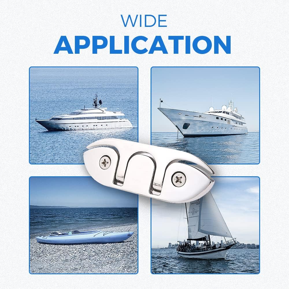 Stainless Steel Marine Folding Buckles, 2-Pack Flip-Up Dock Rope Buckles Marine Mooring Buckles with Mounting Screws for Boats, Kayaks, Deck Ropes