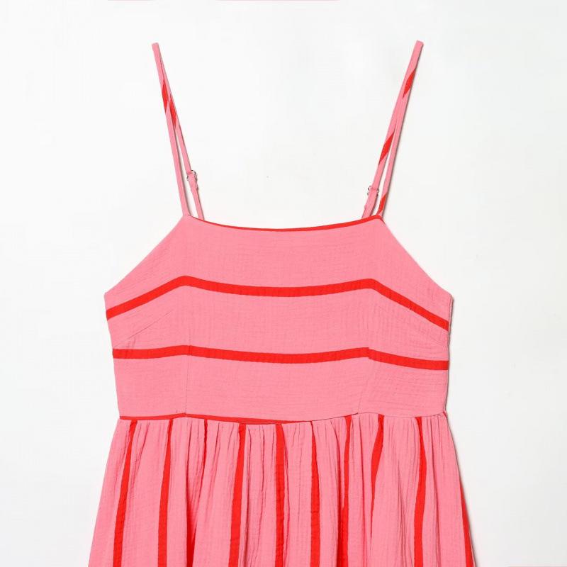2026 Spring European & American Style Casual Striped Maxi Camisole Dress