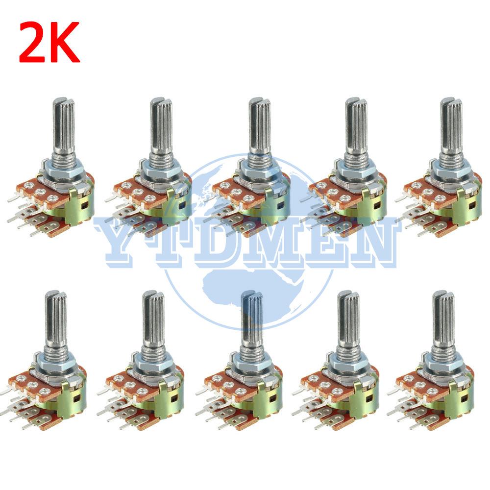 10PCS WH148 15mm/20mm 6pin Dual-gang Potentiometer 10K 1K 2K 5K 20K 50K 100K 250K 1M Variable Resistor for Audio Volume Control