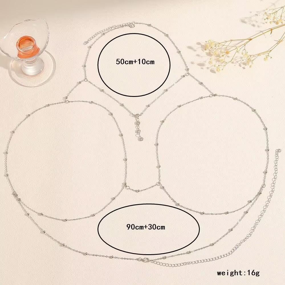 Luxury Square Crystal Chest Chain for Women Multilayer Beads Body Chain Sexy Beach Bras Chain Body Jewelry