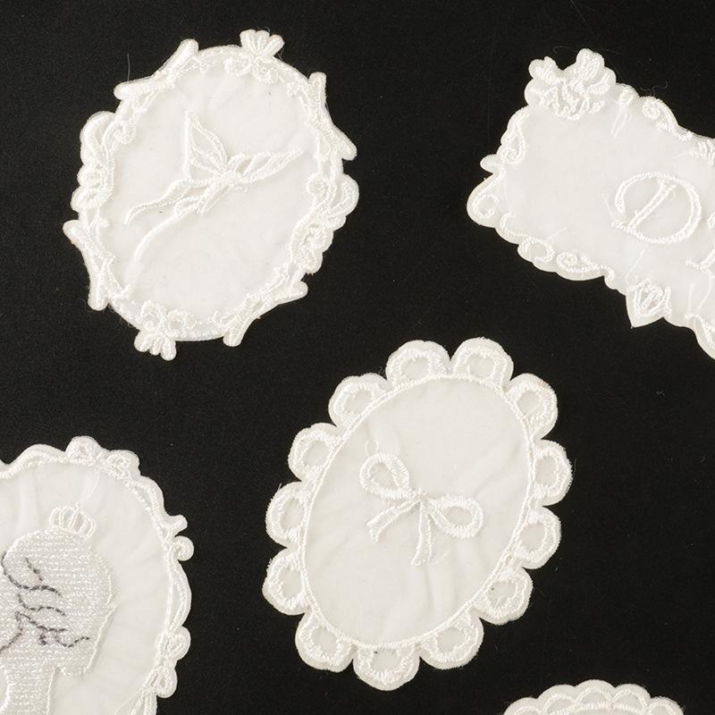Embroidery Label Self-Adhesive Clothing Accessories Embroidery Sticker Lace Original Ultra-Thin Mesh Down Jacket Patch Sticker Cloth Sticker