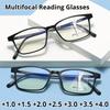 Multifocal Reading Glasses Anti-blue Light Men Women TR90 Frame Eyewear Finished Far Near Sight Eyeglasses Diopter +1.0 TO +4.0