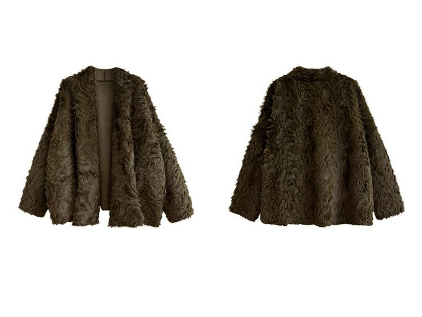 Lazy Style Women's Thick Batwing Sleeve Shearling Cape Coat