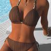 1011 Bikini Sexy Women Split European and American Swimsuit Lace-up Print