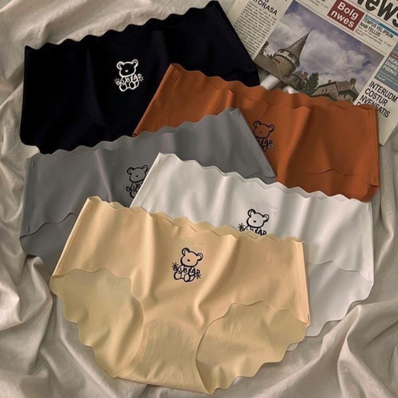 Damskie cienkie falowane bezszwowe majtki z jedwabiu lodowego oddychające szybkoschnące wzory drukowane z czystej bawełny w kroku damskie majtki