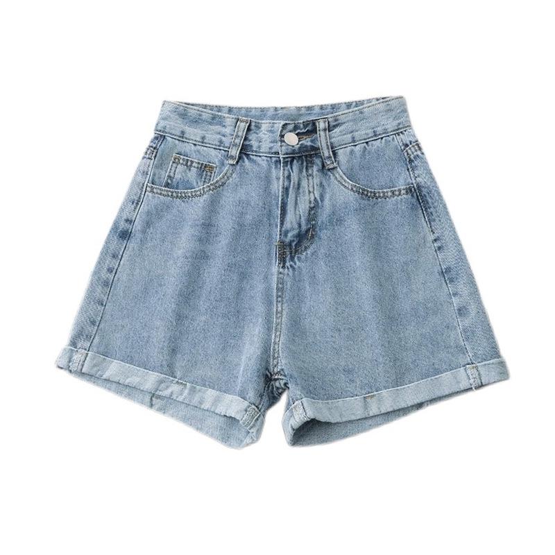 Women's High-Waisted Loose Fit Wide-Leg Denim Shorts