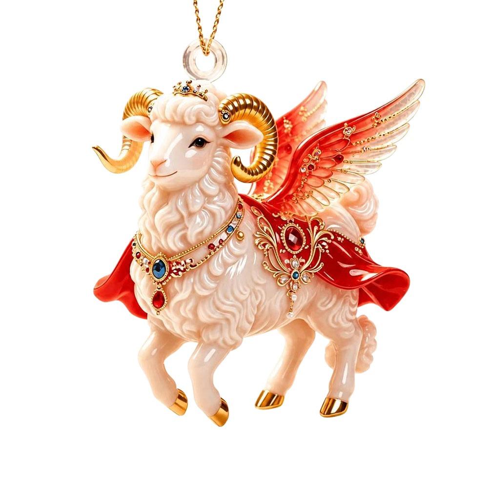 Ornamenti Appesi Capra Brillante Decorazione Animale Piatta 2D Nuova Portachiavi Decorazione Festa Festiva