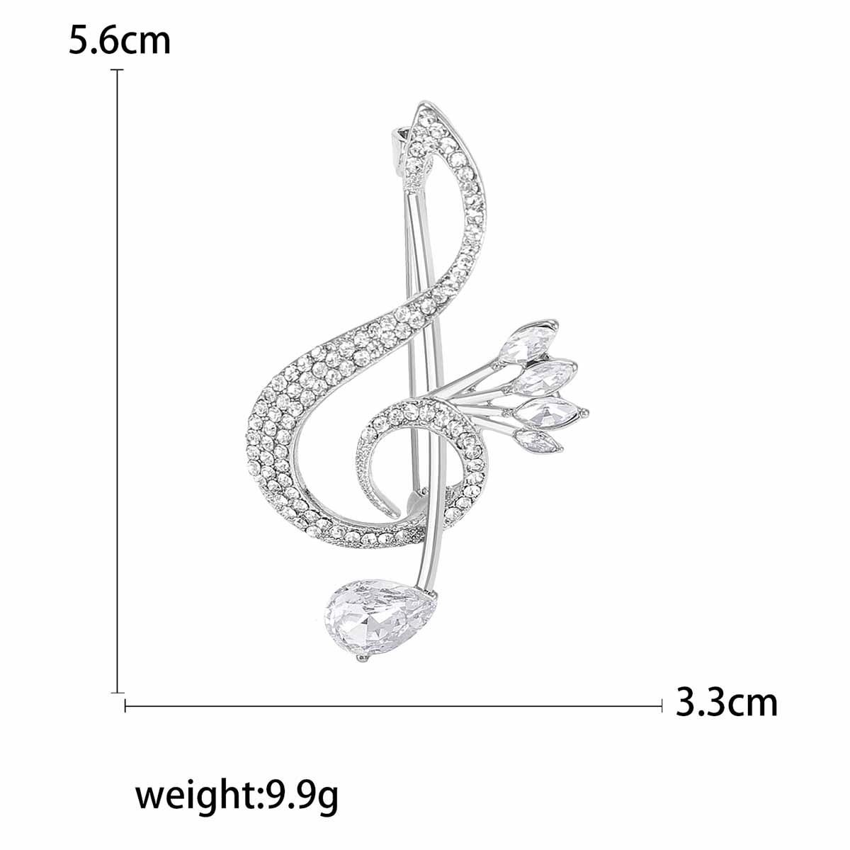 

Модная творческая личность Брошь в виде музыкальной ноты, брошь для белого воротничка с тиснением из сплава и бриллиантов