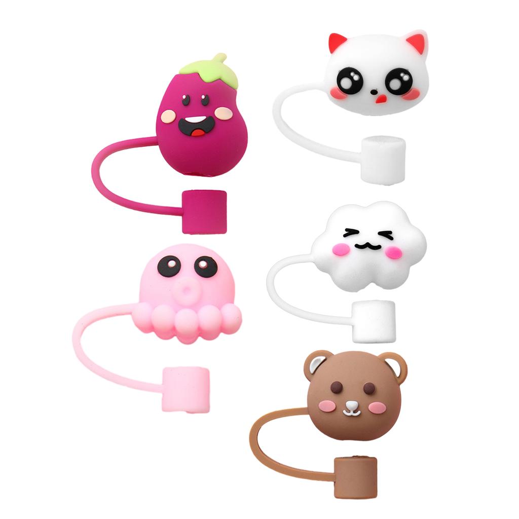 Universal Cartoon Straw Topper Practical Drink Straw Dust Cover For Wedding Party