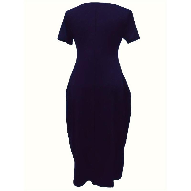 Solid Simple Dress, Casual Short Sleeve Maxi Dress With Pockets, Women's Clothing