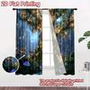 2D flat printing 2pcs Curtain Enchanted Forest Fantasy Creatures River Digital Printed Polyester Drapes Birthday Party Perfect