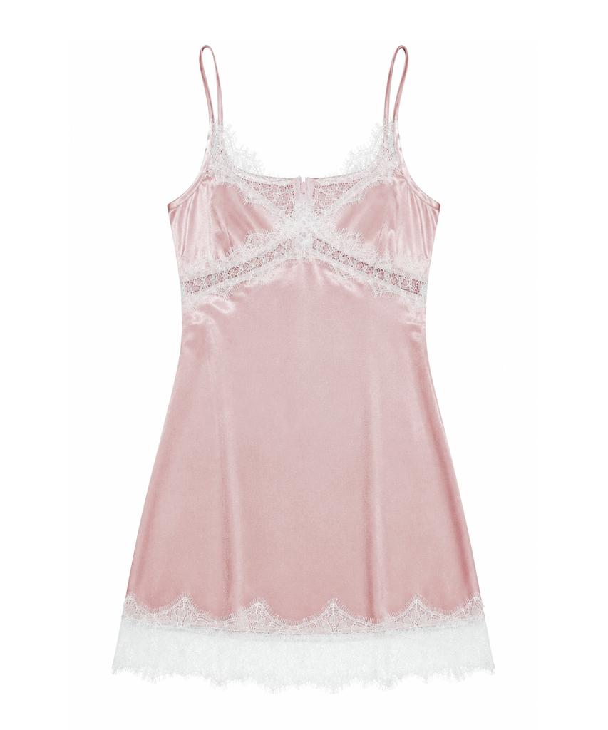 Deulailojeu Satin Lace Dress (Pink)