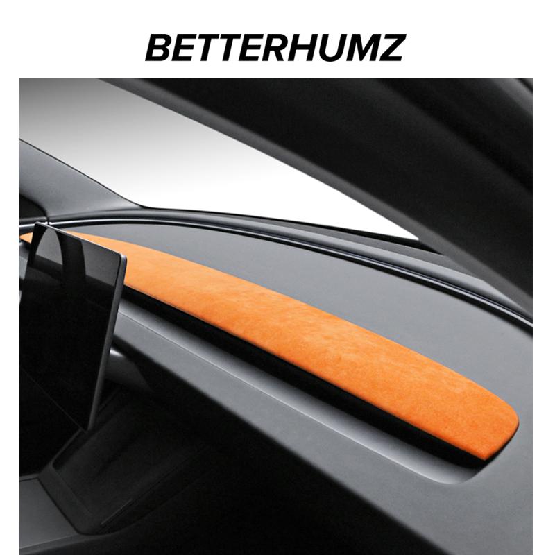 Betterhumz Made of Alcantara for Tesla Model 3 Highland 2024- Car Dashboard Panel Center Console Trim Sticker Cover Accessories