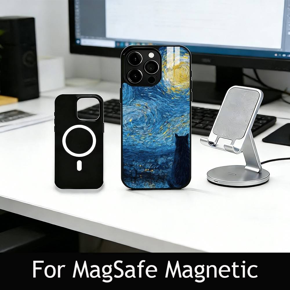 T-The S-Starry N-Night Phone Case For iPhone17,16,15,14,13,12,11 Plus,Pro Magnetic For Magsafe Wireless Charging