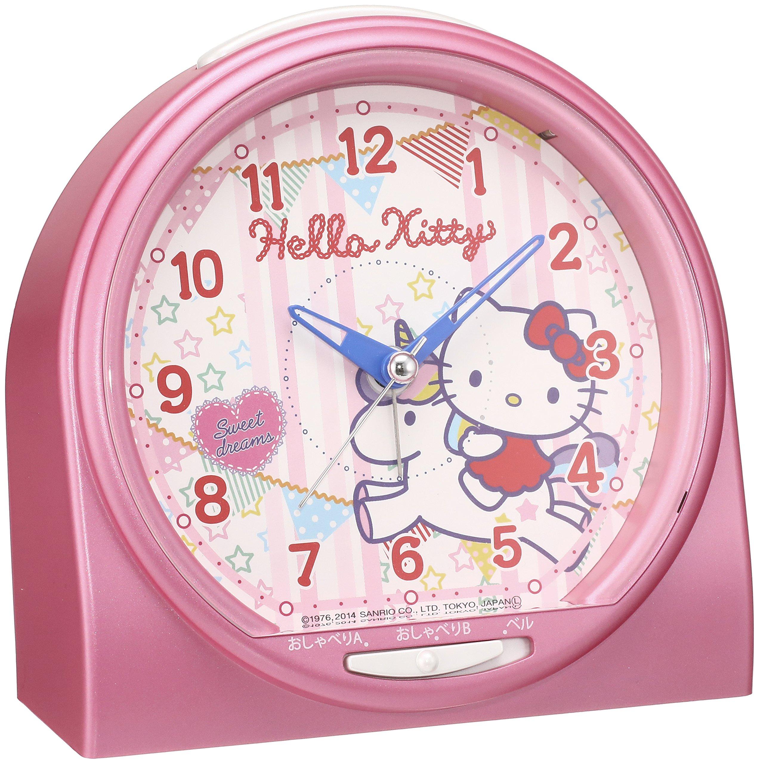 

Seiko Clock Alarm Clock Hello Kitty Talking Alarm Analog Pink Pearl CQ134P SEIKO