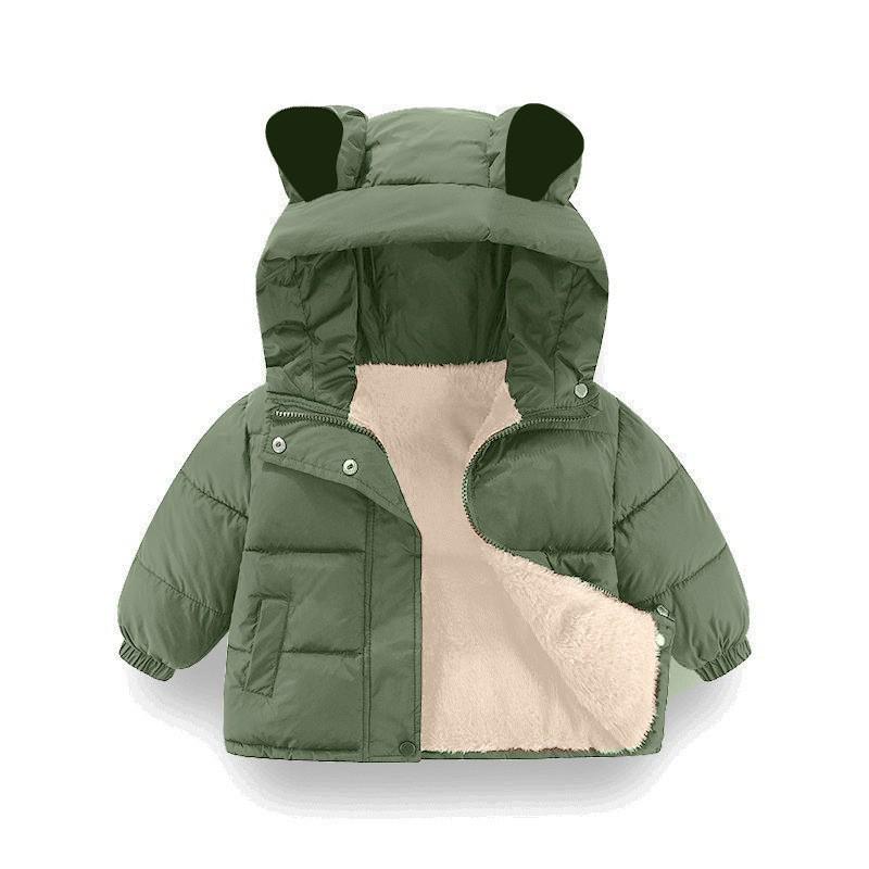 

Boys 2026 Korean Style Cartoon Winter Down Jacket - Thickened Cotton Padded Outerwear 140cm зелений