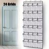 24 Grids Wall-Mounted Sundries Shoe Organiser Fabric Closet Bag Storage Rack Mesh Pocket Clear Hanging Over The Door Cloth Box