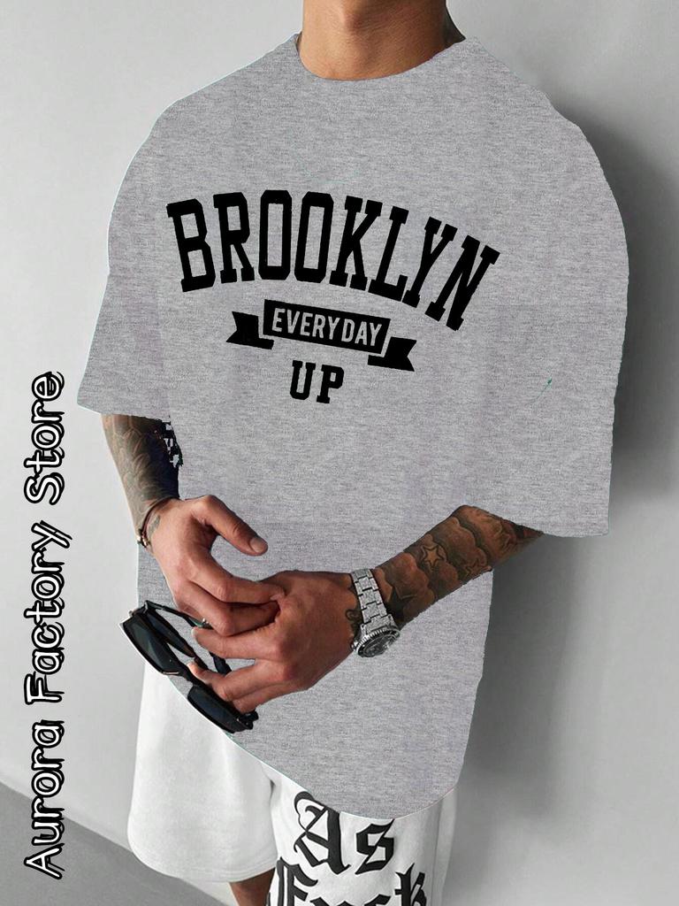 Sommer Herren Baumwoll T-Shirt Brooklyn Druck Tops Tees Männermode Buchstaben Camiseta Kurzarm Kleidung Harajuku Streetwear