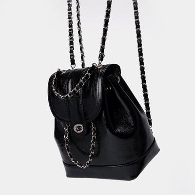 Women Korea autumn winter mini chains backpack female ins student oil wax leather shoulder bag travel bagpack black rucksack sac