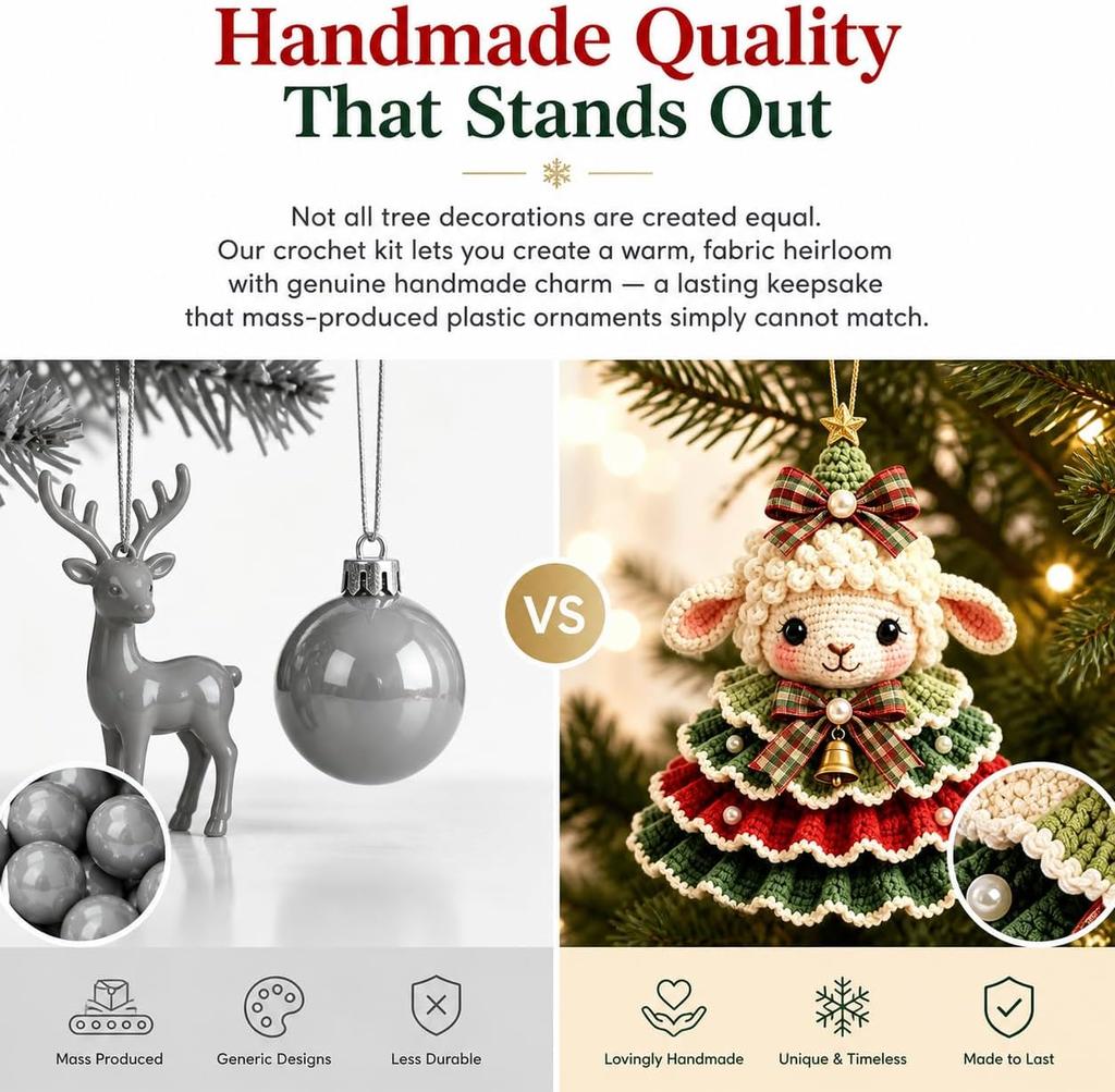DIY Christmas Tree Crochet Set Christmas Tree Crochet Set-D Lamb