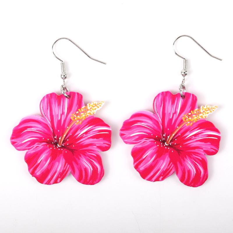 2026 Colorful Oil Painting Flower Acrylic Statement Earrings for Women New Trendy Plant Drop Dangle Earring Party Jewelry Gift