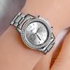 Luxury Quartz Watch Women Business Fashion Casual Round Rhinestone Rhinestone Silver Stainless Steel Strap Watch