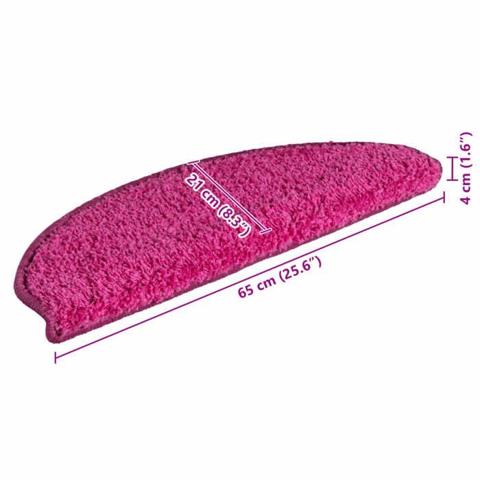 VidaXL Tapis d'escalier 15 pièces 65 x 21 x 4 cm Rose Demi-rond Grand 322381
