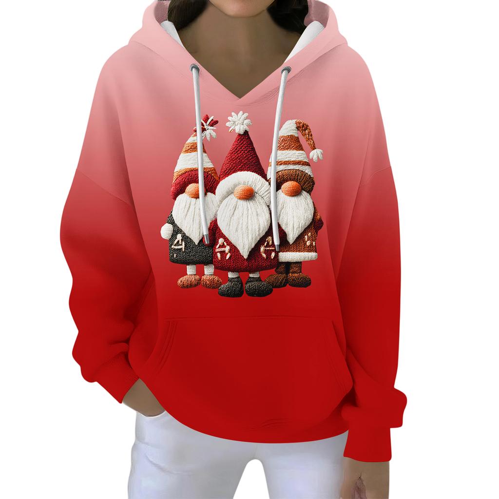 Christmas Hoodies For Women Funny Cute Printed Holiday Sweatshirt Winter Oversized Pullover Tops
