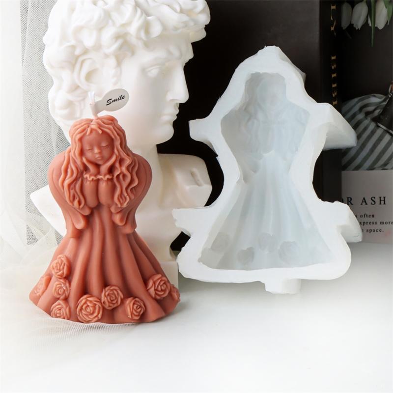 Handmade Girls Candle Ornaments Unique Gifts Making Resin Mould Girls Shaped Aromatherapy Candle Silicone Mold