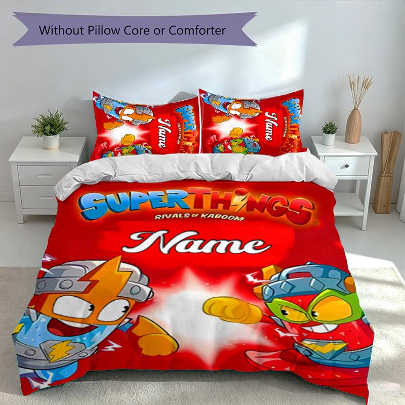 3pcs Custom Name SuperZings Bedding Set,Includes 1 Duvet Cover and 2 Pillowcases,All-season Bedroom Decor