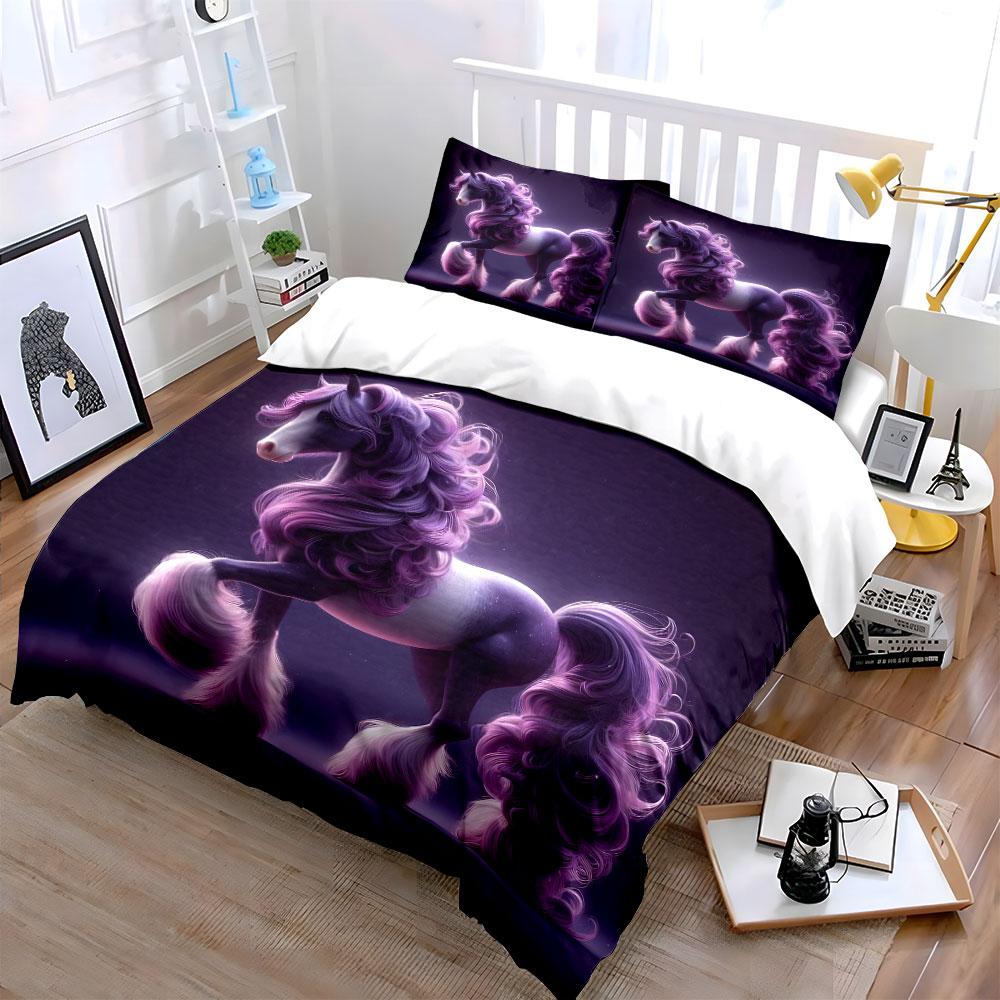 Fantasy Horse Art Decor Set Soft Comfortable Duvet Cover Bedding Set Included 1*Duvet Cover & 2*Pillowcases, Gift