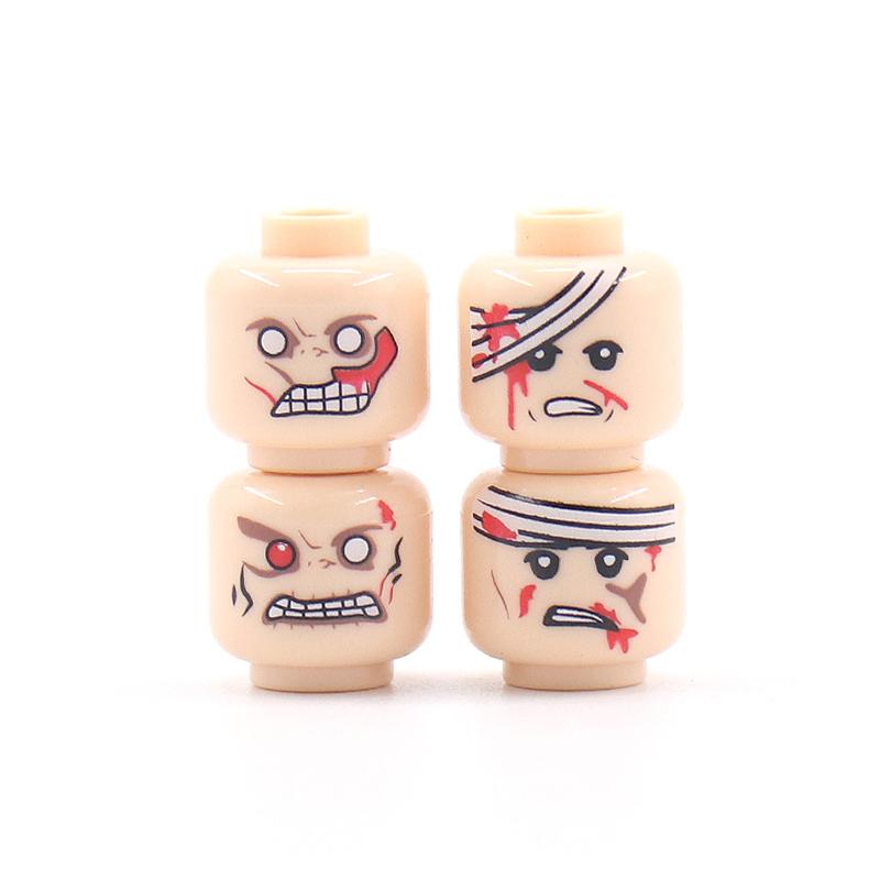 56pcs/Lot DIY Figures Head Building Blocks Accessories Laugh Cry Charming Angry Facial Expression Mini Bricks Toys Model Kids Gifts