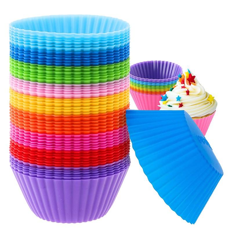 Silicone Muffin Cups Round Baking Molds Nonstick Reusable Cupcake Bakeware Home Kitchen Oven
