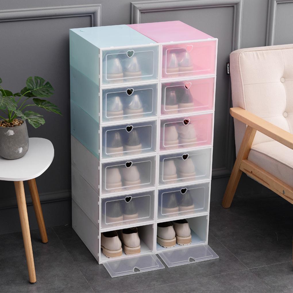 Storage Shoe Box Stackable Clear Closet Shelf Plastic Organizer Shoe Container