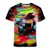 Fashion 3D Printing T Shirt Piano Music Notes Vertigo Hypnotic Funny Short Sleeved Tees Men/women Tops