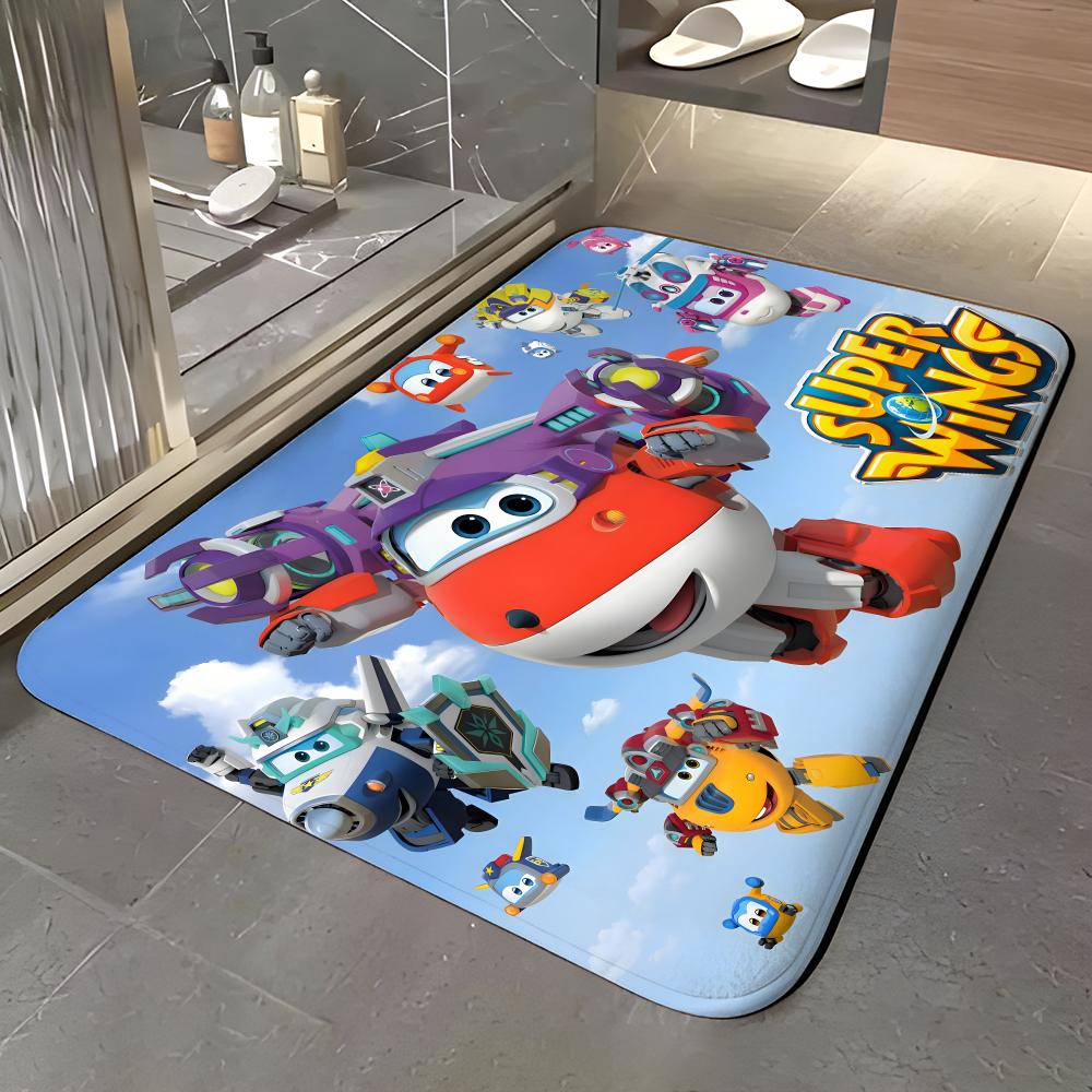 Anime - S-Super W-Wings Floor Mat Soft Flannel Entrance Door Mat Non Slip Absorbent Bathroom Bedroom Floor Rug