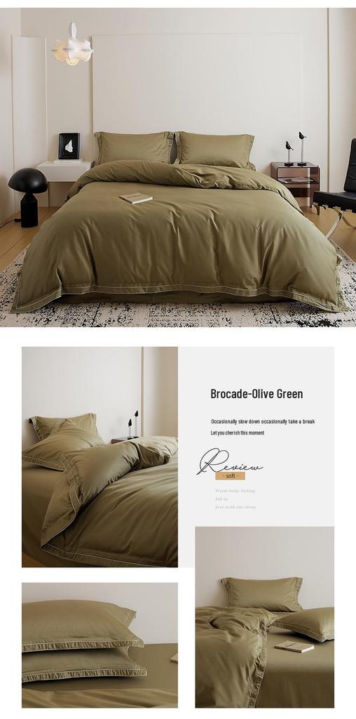 100-Piece Luxury Cotton Satin Bedding Set – Solid Color Duvet Cover with Xinjiang Long-Staple Cotton Sheets.