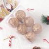 Christmas Tree Ornaments, 6-Piece Plastic Gold Glitter Hollow Ball Ornaments, Large Brown Baubles, Boxed Set